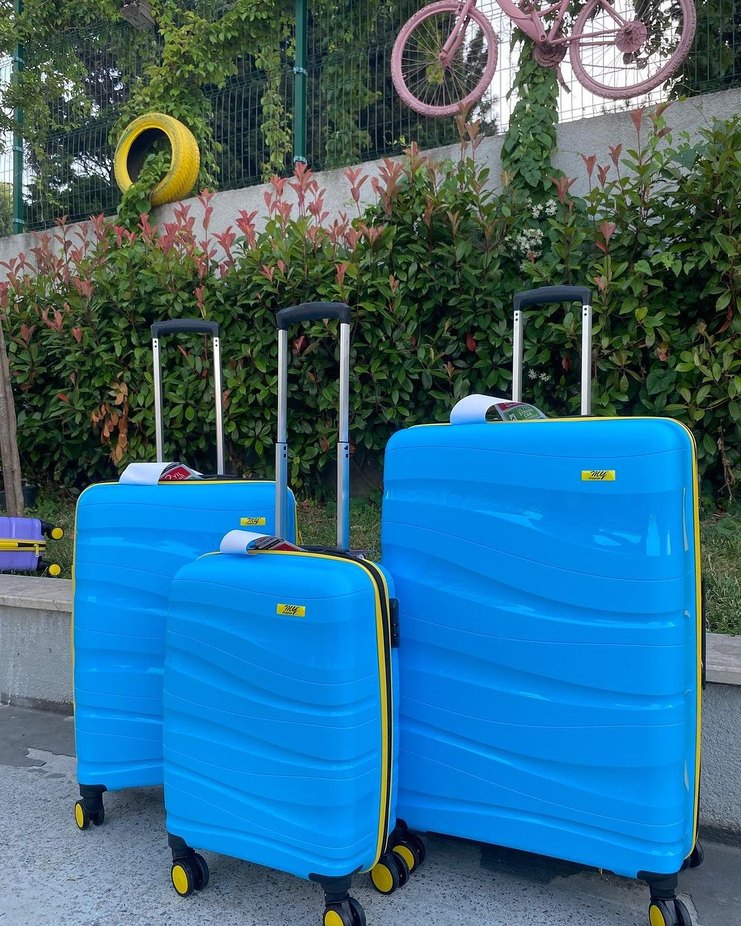 DALGALI KIRILMAZ KARBON ÜÇLÜ VALİZ SETİ - Görsel 4