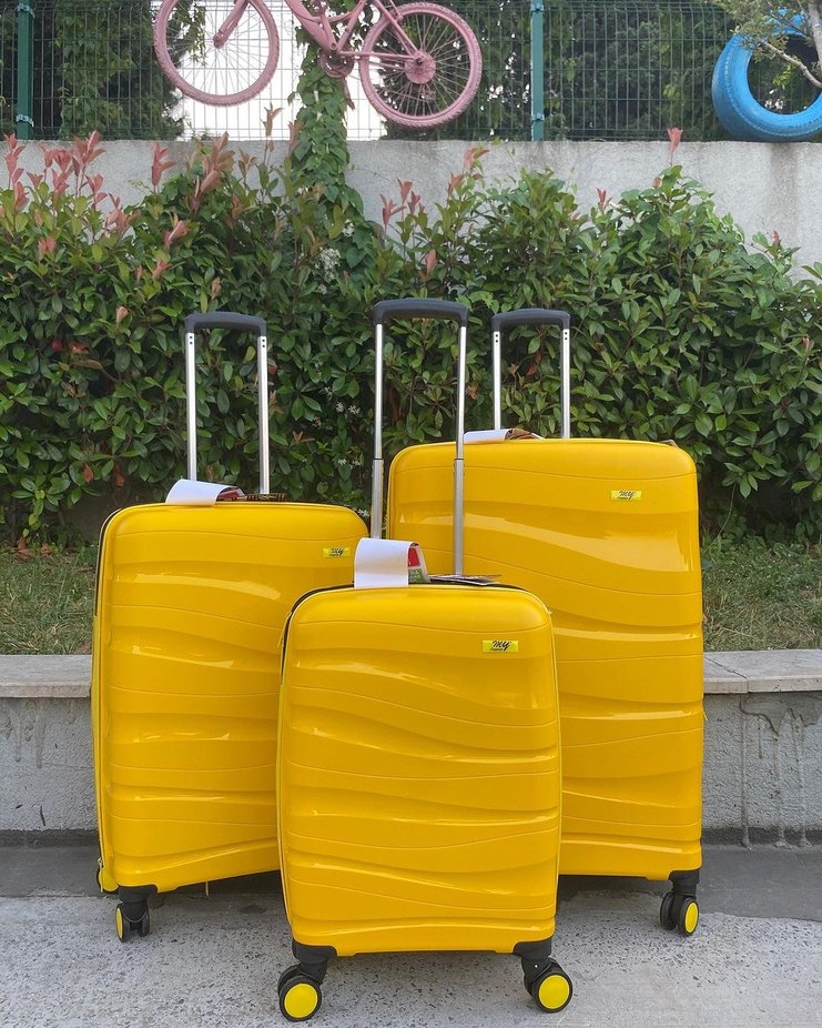 DALGALI KIRILMAZ KARBON ÜÇLÜ VALİZ SETİ - Görsel 3