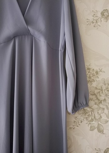 Gri Uzun Kollu Kadın Elbise - Görsel 3