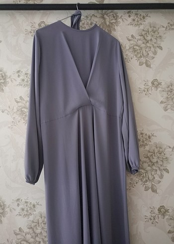 Gri Uzun Kollu Kadın Elbise - Görsel 2