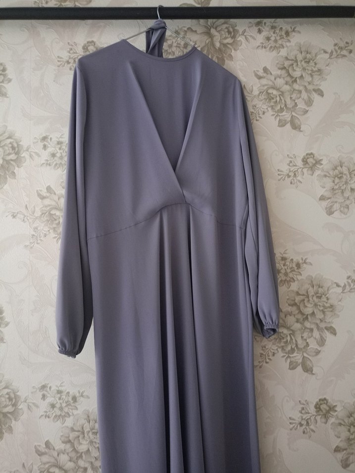 Gri Uzun Kollu Kadın Elbise - Görsel 2