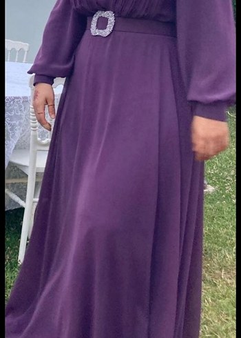 Uzun Mor Drapeli Gotik Kadın Abiye - Görsel 2