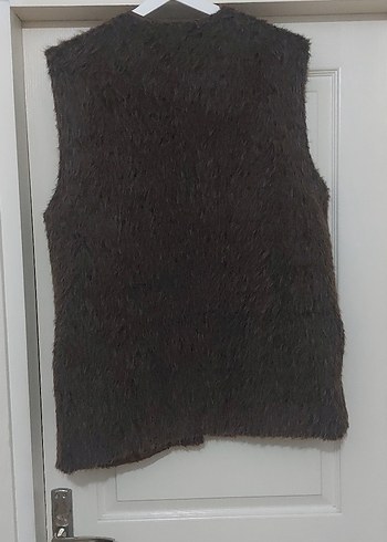 Kahverengi Kürklü Nakışlı Kadın Yelek - Görsel 5