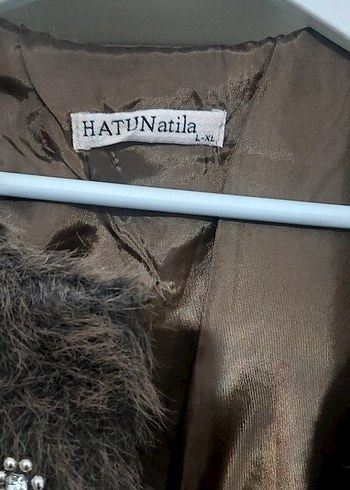 Kahverengi Kürklü Nakışlı Kadın Yelek - Görsel 4