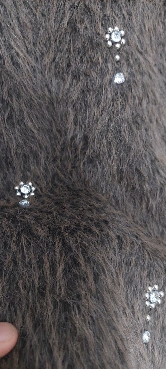 Kahverengi Kürklü Nakışlı Kadın Yelek - Görsel 3