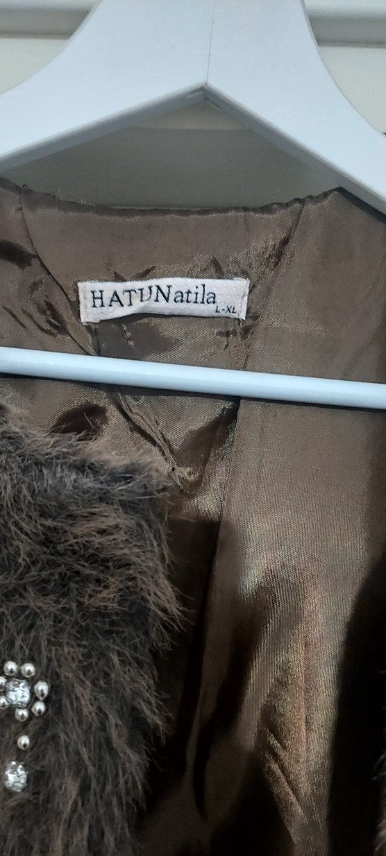 Kahverengi Kürklü Nakışlı Kadın Yelek - Görsel 4