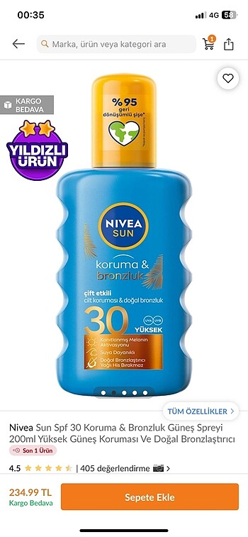 Nivea bronzlaştırıcı