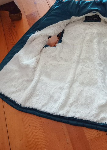 38 Beden turkuaz Renk Mavi Parlak Kadın Kolsuz Kış Montu