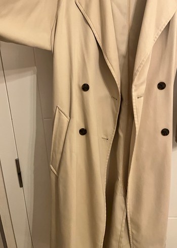 Stradivarius Bej Kadın Uzun Kesim Trençkot - Görsel 3