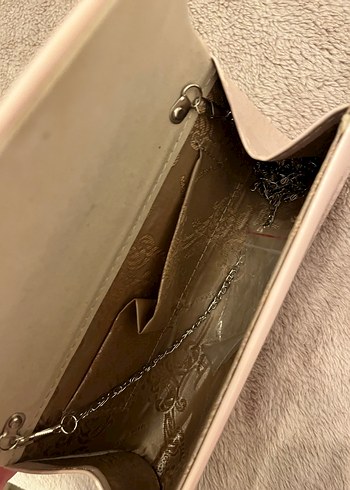 Bej pudra pembesi  Parlak Kadın Portföy Çanta - Görsel 2