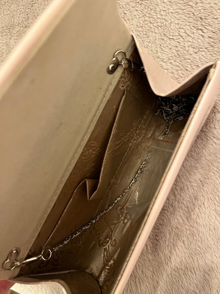 Bej pudra pembesi  Parlak Kadın Portföy Çanta - Görsel 2