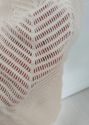 Suwen Bej Örgü V Yaka İnce Askılı pareoo - Görsel 5