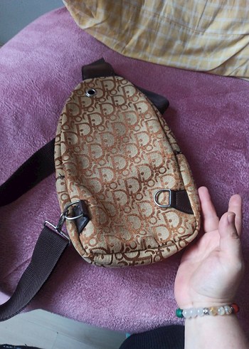 Kahverengi Kadın Marka Desenli Çapraz Çanta - Görsel 3