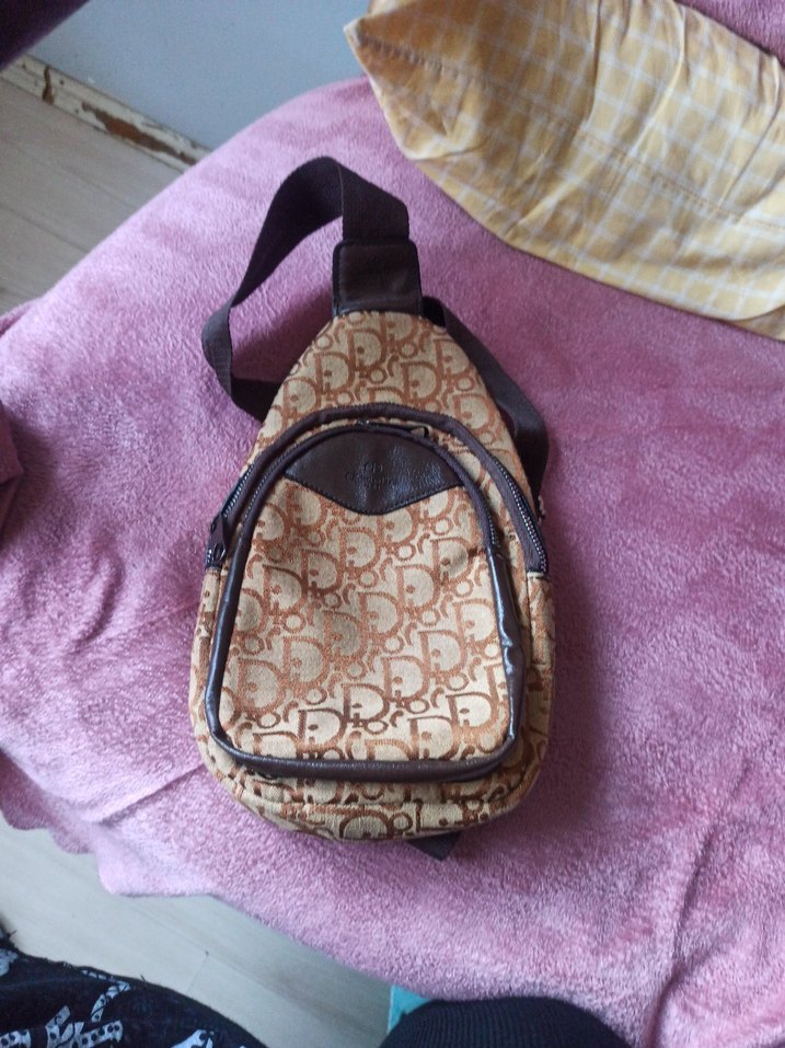 Kahverengi Kadın Marka Desenli Çapraz Çanta - Görsel 2