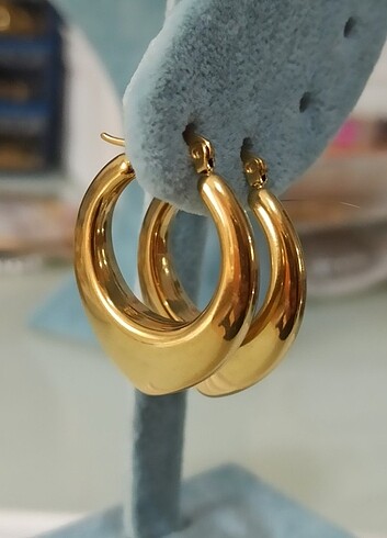 Çelik Gold Kaplama badem küpe 