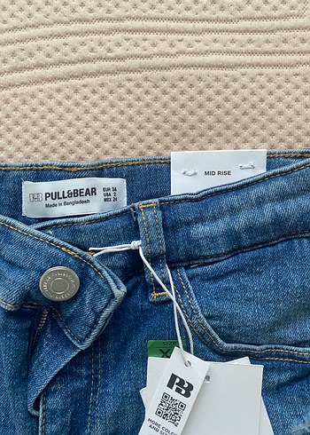 Düğmeli Jean Mini Şort Mavi - Görsel 2