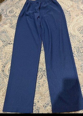 Diğer Mavi Pilili Regular Fit Kadın Pantolon