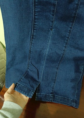 Lacivert Denim Midi Elbise - Görsel 5