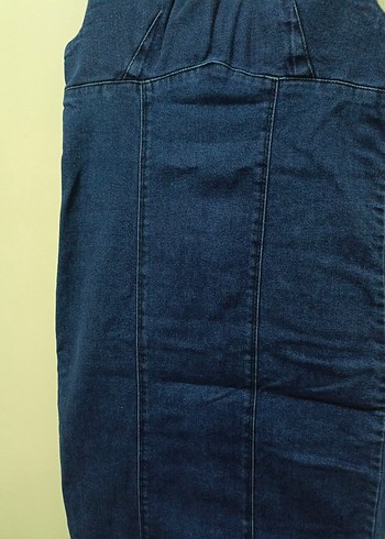Lacivert Denim Midi Elbise - Görsel 2