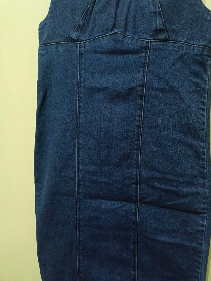 Lacivert Denim Midi Elbise - Görsel 2