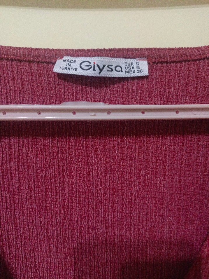 Bordo V Yaka Triko Kadın Kazak - Görsel 3