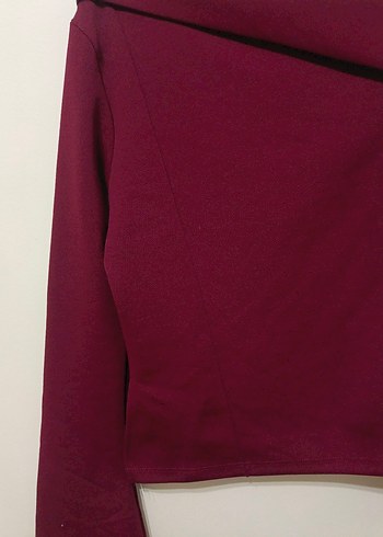 Bordo Drapeli Uzun Kollu Kadın Kazak - Görsel 3