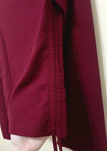 Bordo Drapeli Uzun Kollu Kadın Kazak - Görsel 5