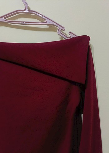 Bordo Drapeli Uzun Kollu Kadın Kazak - Görsel 2