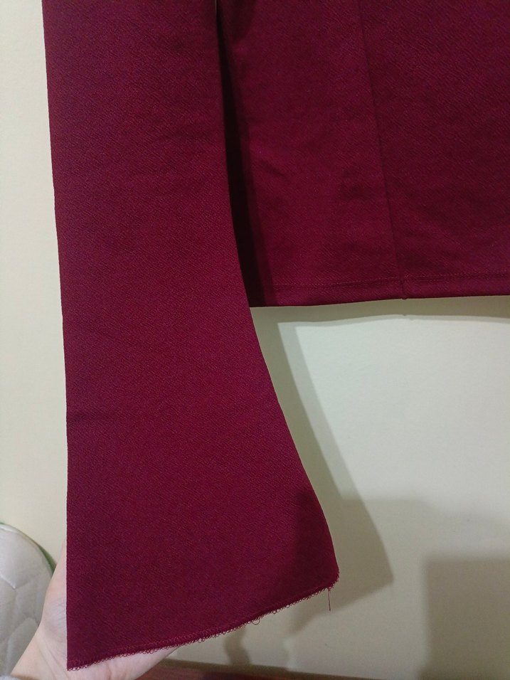 Bordo Drapeli Uzun Kollu Kadın Kazak - Görsel 4