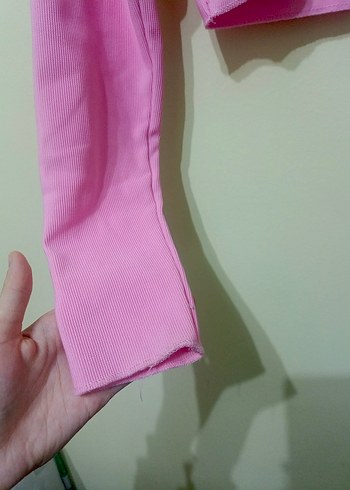 Pembe Fermuarlı V Yaka Kadın Ceket - Görsel 4