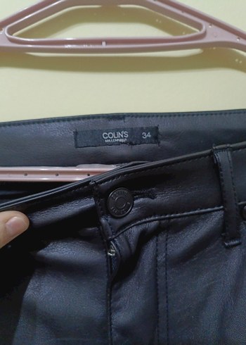 Kadın Siyah Deri Midi Pantolon - Görsel 3