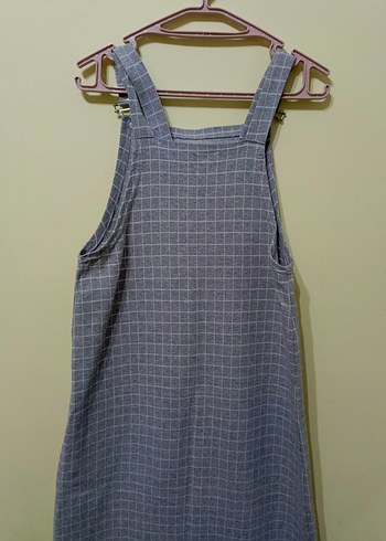 Gri Kareli elbise - Görsel 4