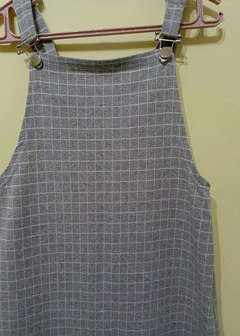 Gri Kareli elbise - Görsel 2