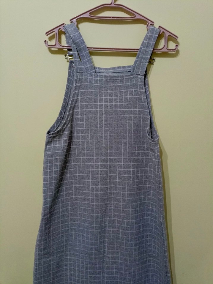 Gri Kareli elbise - Görsel 4