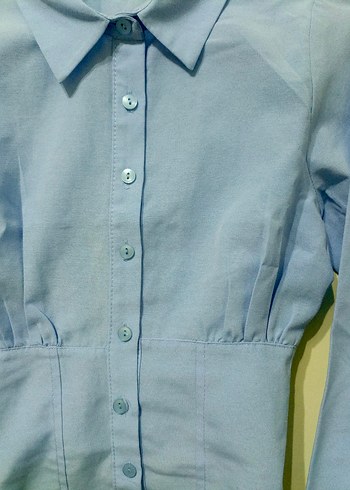 Mavi Düğmeli Kadın Gömlek - Görsel 2