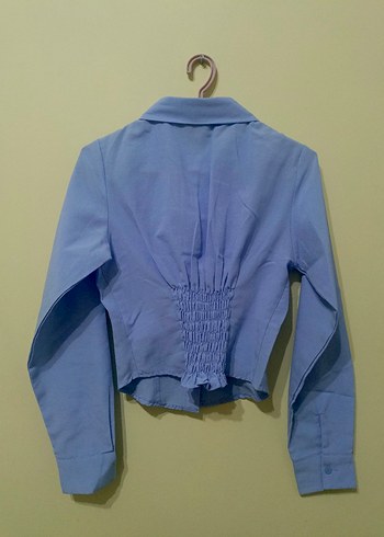 Mavi Düğmeli Kadın Gömlek - Görsel 3