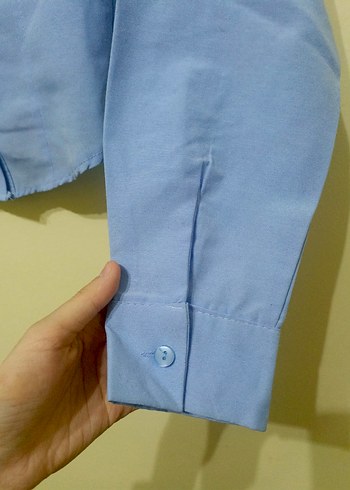 Mavi Düğmeli Kadın Gömlek - Görsel 6