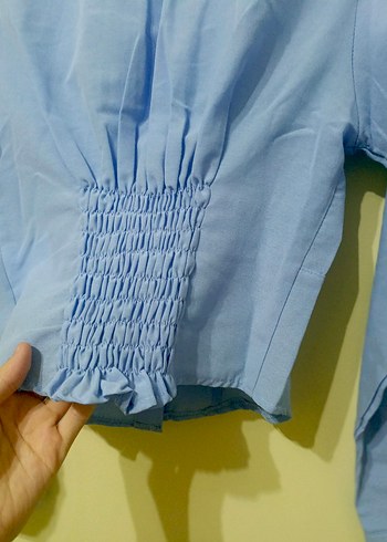 Mavi Düğmeli Kadın Gömlek - Görsel 4