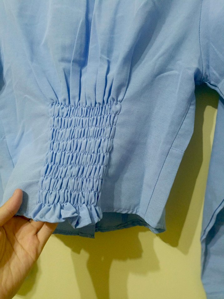 Mavi Düğmeli Kadın Gömlek - Görsel 4