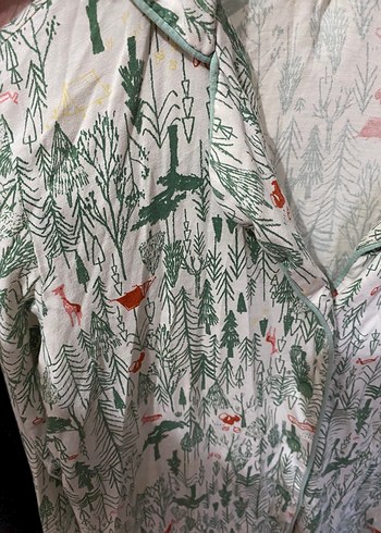 Desenli V Yakalı Uzun Kollu Kadın pijama - Görsel 3