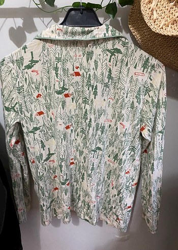 Desenli V Yakalı Uzun Kollu Kadın pijama - Görsel 2