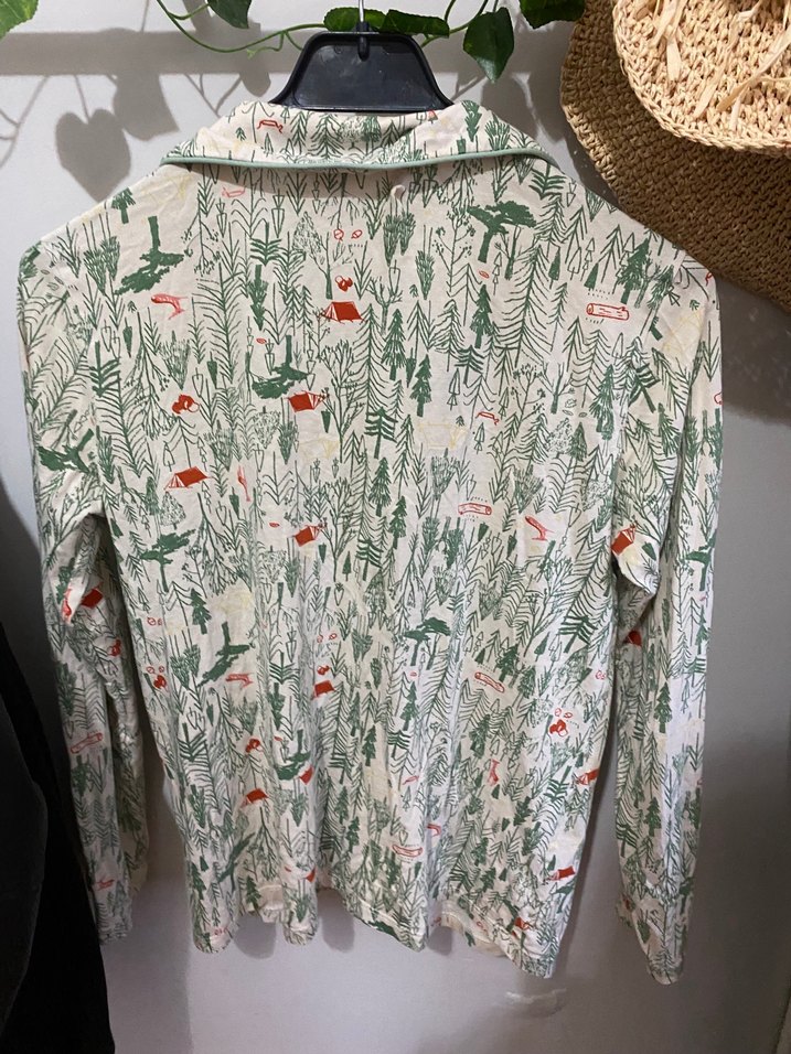 Desenli V Yakalı Uzun Kollu Kadın pijama - Görsel 2