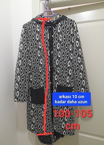 44 Beden Kapşonlu uzun çeket kap