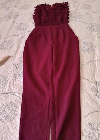 Bordo Dantel Detaylı Uzun Tulum