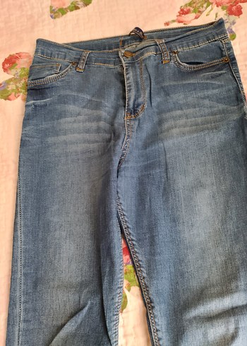 Düğmeli Mavi Kadın Kot Pantolon