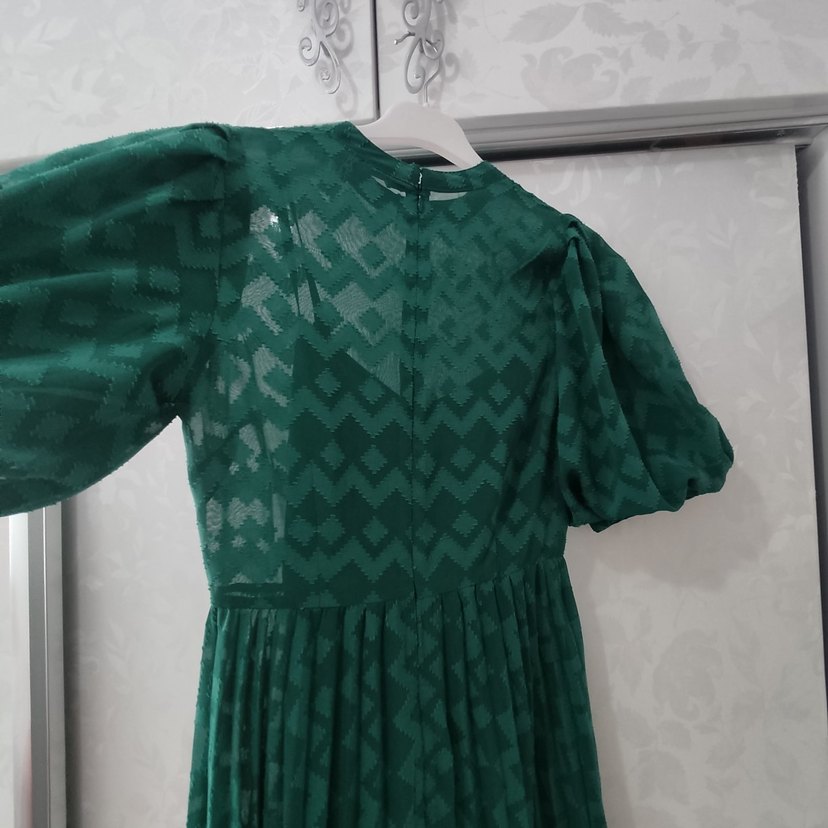 Kadın Yeşil Pilili Uzun Elbise - Görsel 4