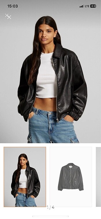 oversize deri bershka ceket
