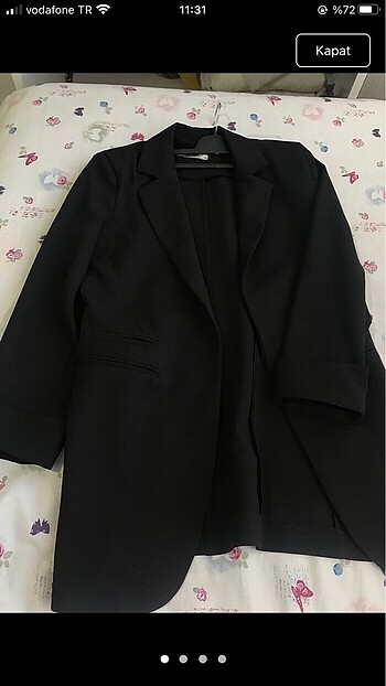 Kolu vatkalı blazer ceket siyah