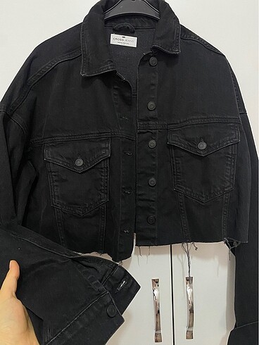 Mavi Jeans Siyah düğme detaylı kesikli kot ceket