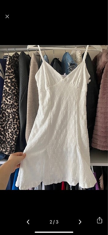H&M Beyaz ince askılı elbise